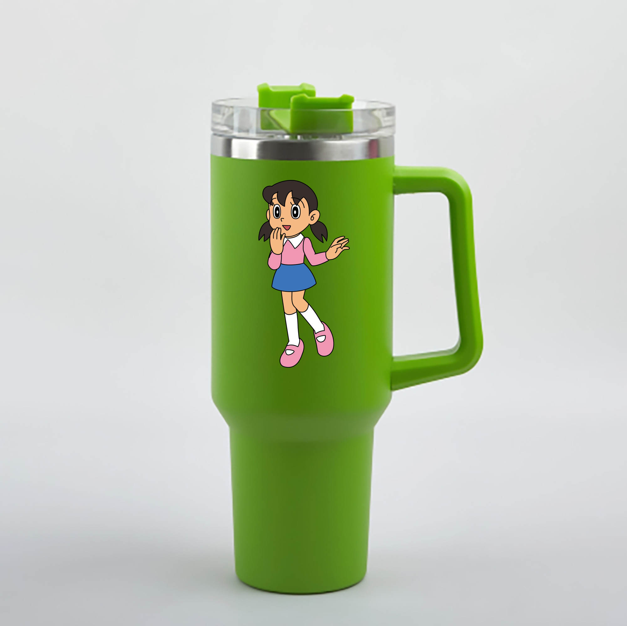 （画像用） ドラえもん みなもと しずか Doraemon Shizuka Minamoto 1200mL車用タンブラー - クリスタルステッカー（プラスチックストロー付き）